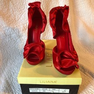 New! Sexy Red Satin Heels